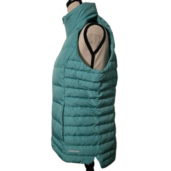 LANDS' END Womens M 10-12 600 Fill PREMIUM DOWN PUFFER VEST Light Teal NWT - Picture 2 of 8